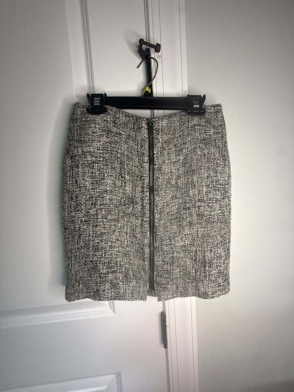 Banana Republic Black and White Tweed Zip-Front Mini Skirt